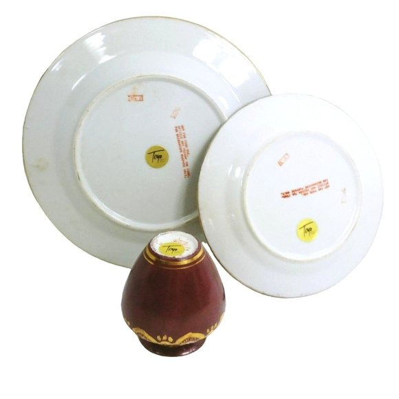 Decorative Dinner Salad Plate Vase set Toyo Orig Decal Moriage Relief Texture - Picture 3 of 10